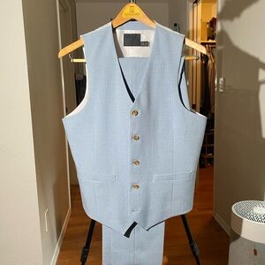 ASOS Blue and white vest and pants set NWOT
